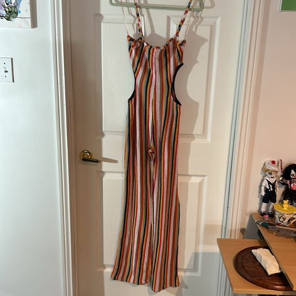 NWT Zara size Large multi coloured striped jumpsuit with side cutouts - Picture 3 of 11